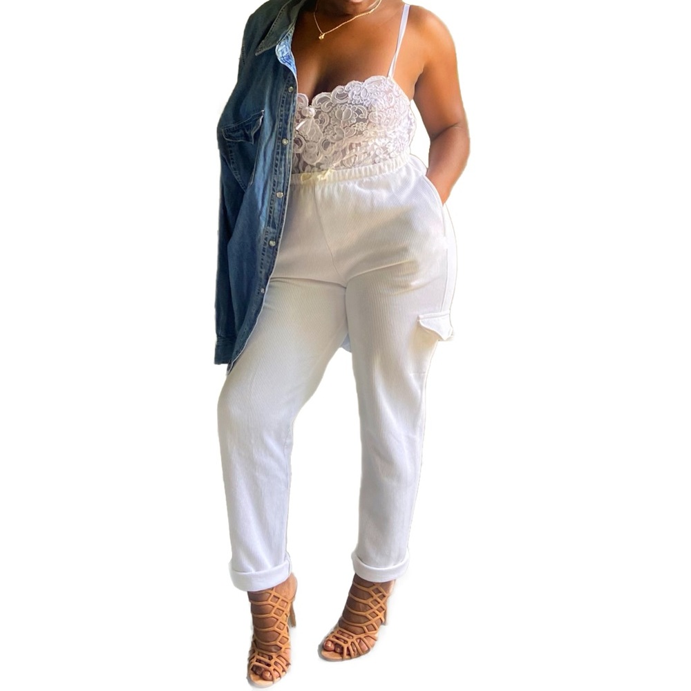 LIZ CLAIBORNE VINTAGE WHITE RIBBED PANTS